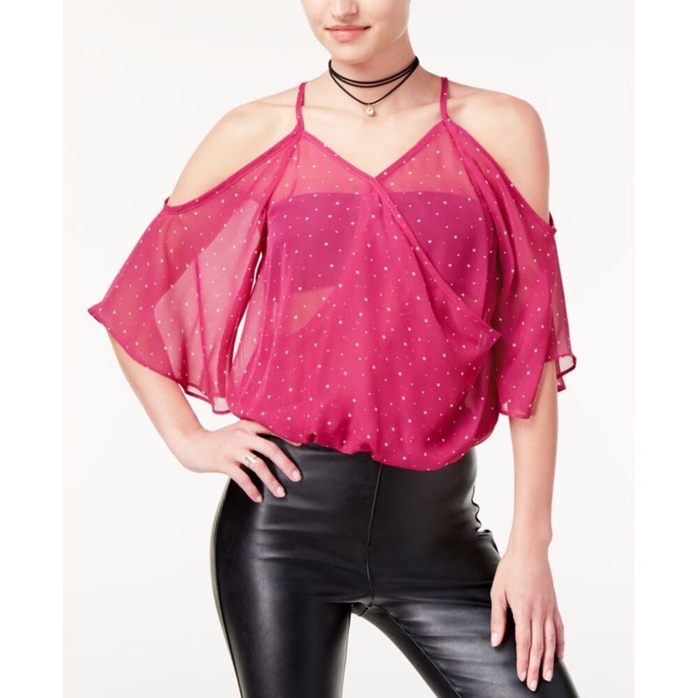 The Edit By Seventeen Juniors Star Print Cold Shoulder Top